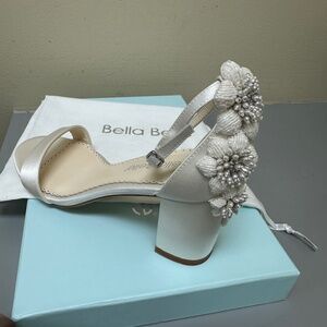 Bella Belle Fabiola 3d embellished pearl block heels size 7